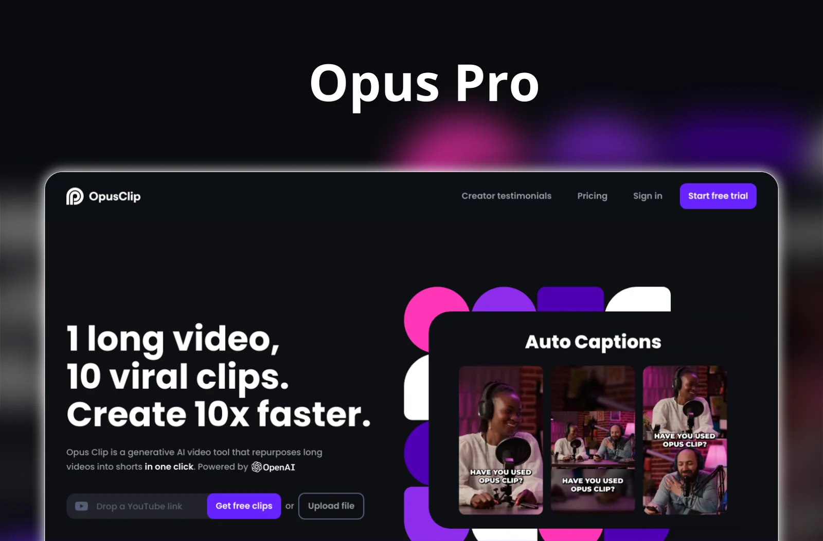Read more about the article Opus Pro – Create short video with one click